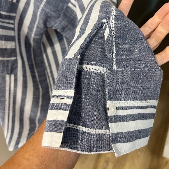 LUCKY BRAND loose fit vertical stripes long sleeve button down summer top - Picture 9 of 9